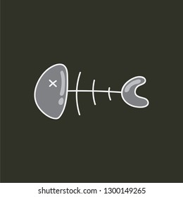 dead fish vector. hand drawn icon. skeleton illustration. editable stroke.