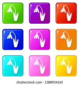 Dead flower icons set 9 color collection isolated on white for any design