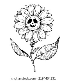 Dead flower sketch. Hand drawn vector illustration. 