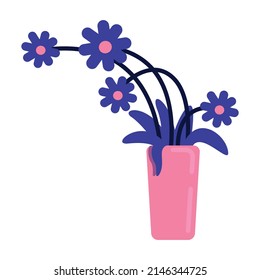 Dead flowers in vase semi flat color vector object. Full sized item on white. Black chrysanthemums. Fading flowers. Funeral day. Simple cartoon style illustration for web graphic design and animation