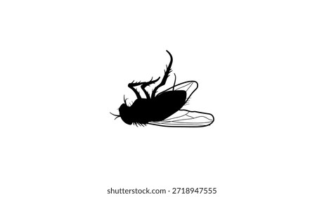 dead fly symbol, black isolated silhouette