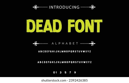 Pincel estilo de letra muerta pintado con letras vectoriales mayúsculas, alfabeto, tipo de letra.
