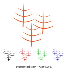 Dead Forest icon. Vector illustration style is a flat iconic dead forest symbol with black, orange, red, green, blue color variants. Designed for web apps and software interfaces.