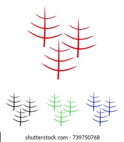 Dead Forest icon. Vector illustration style is a flat iconic dead forest symbol with black, red, green, blue color variants. Designed for web and software interfaces.