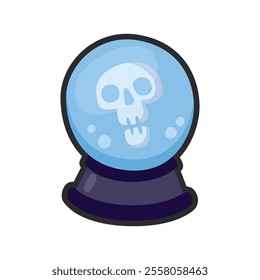 dead fortune telling glass ball with outline in flat vector design