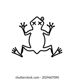 Dead frog outline icon. Clipart image isolated on white background.