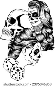dead girl black and white outline