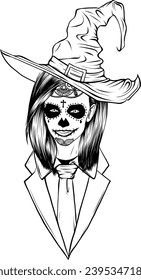 dead girl black and white outline