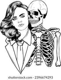 dead girl black and white outline
