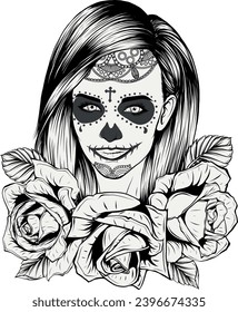 dead girl black and white outline