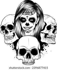dead girl black and white outline