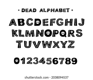 dead halloween alphabet with bones