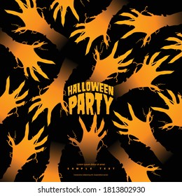 Dead Hands for Halloween Modern Background. Minimalist Creative Design Concept.
