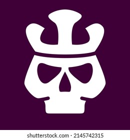Dead head coronation horror.Dead king skull and crown.Mascot logo.Isolated on white background. Vector flat illustration.
