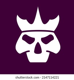 Dead head coronation.Dead king skull and crown.Mascot logo.Isolated on white background. Vector flat illustration.