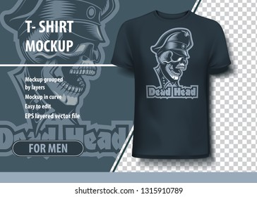 Dead Head Skull in uniform .T-Shirt template