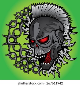 dead horror zombie skull metal chain background