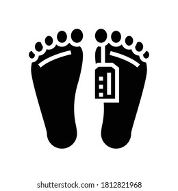 dead human in morgue glyph icon vector. dead human in morgue sign. isolated contour symbol black illustration