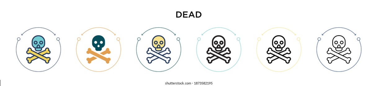 Dead icon in filled, thin line, outline and stroke style. Vector illustration of two colored and black dead vector icons designs can be used for mobile, ui, web