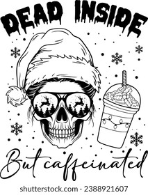 Dead Inside But Caffeinated Png, Skull Mom, Skeleton, Christmas, Coffee Lover, Mama Skull, Skull Silhousette svg