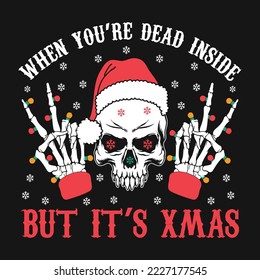 Dead Inside Skull Skeleton Christmas T-shirt