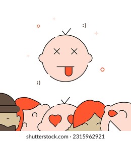 Dead kid filled line vector icon, simple illustration, related bottom border.