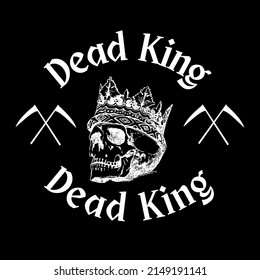 Dead king - Skull with a crown and a pair of sickles beside