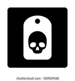 Dead Label vector icon. Style is flat rounded square button, white and black colors, white background.