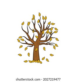 Dead leafless tree handdrawn illustration design template isolated 