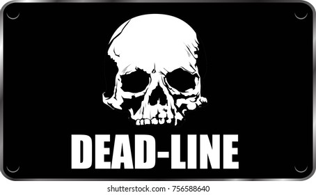 Dead Line black with skull signage vector.