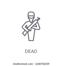 Dead linear icon. Modern outline Dead logo concept on white background from army and war collection. Suitable for use on web apps, mobile apps and print media.