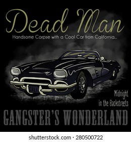 Dead man car vector illustration tee shirt graphic design