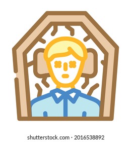 hombre muerto en el vector de iconos de color del ataúd. hombre muerto con el signo del ataúd. ilustración de símbolo aislado