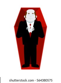 Dead man in coffin isolated. corpse in casket on white background. Religion illustration. Deceased