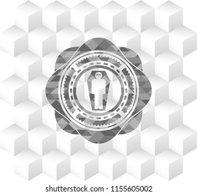 dead man in his coffin icon inside retro style grey emblem with geometric cube white background