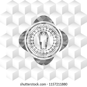 dead man in his coffin icon inside retro style grey emblem with geometric cube white background