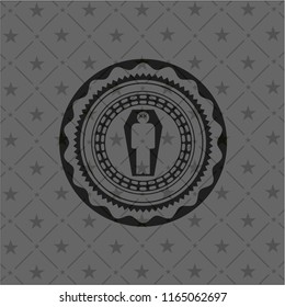 dead man in his coffin icon inside black badge