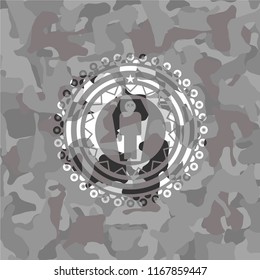 dead man in his coffin icon on grey camo pattern
