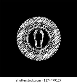 dead man in his coffin icon with chalkboard texture