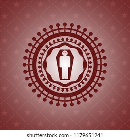 dead man in his coffin icon inside red icon or emblem