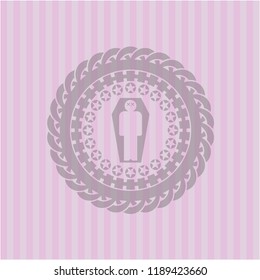dead man in his coffin icon inside retro pink emblem
