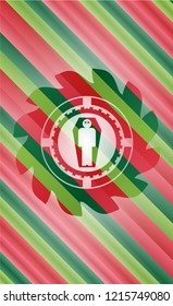 dead man in his coffin icon inside christmas badge background.