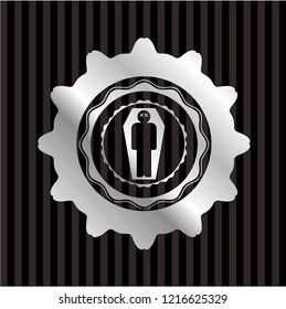 dead man in his coffin icon inside silver emblem