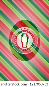 dead man in his coffin icon inside christmas emblem background.