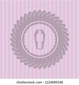 dead man in his coffin icon inside retro style pink emblem
