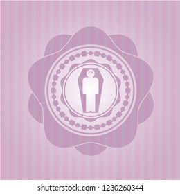 dead man in his coffin icon inside pink icon or emblem
