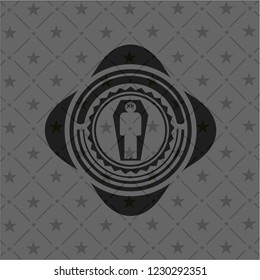 dead man in his coffin icon inside realistic dark emblem