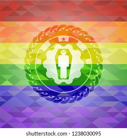 dead man in his coffin icon on mosaic background with the colors of the LGBT flag