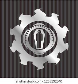 dead man in his coffin icon inside silver shiny emblem