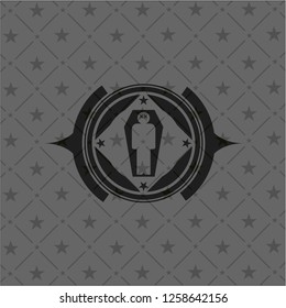 dead man in his coffin icon inside retro style black emblem